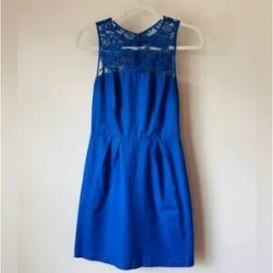 Blue Lace Sleeveless Dress